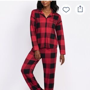 Bobeau Red and Black Plaid Pajama Set